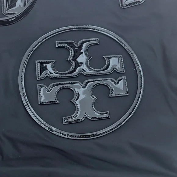 Tory Burch Black Nylon Patent Leather Tote - Picture 2 of 14